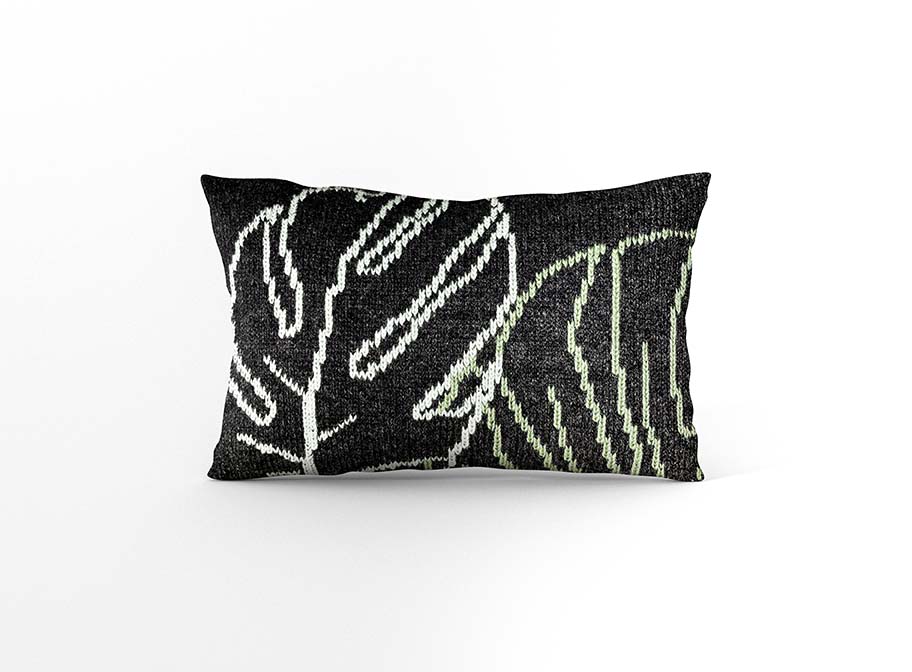Coussin Monstera par serialknitter paris